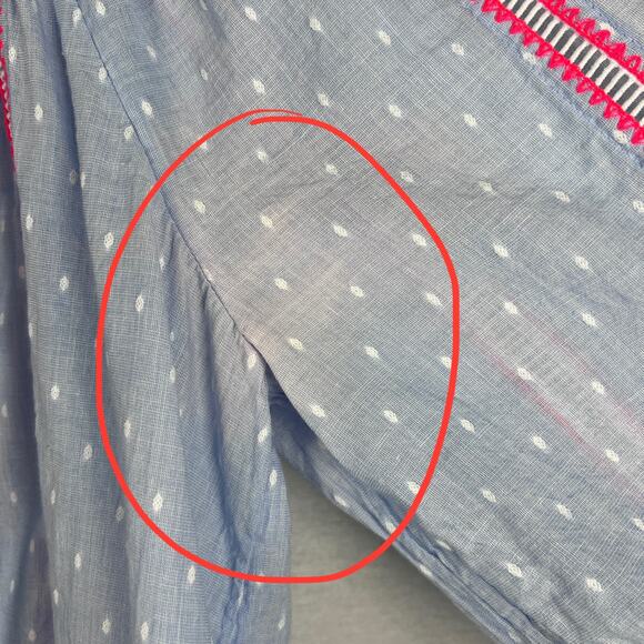 Lilly Pulitzer Top Mardi Long Sleeve Chambray Peasant Blouse Beachy Vacation - Picture 7 of 10